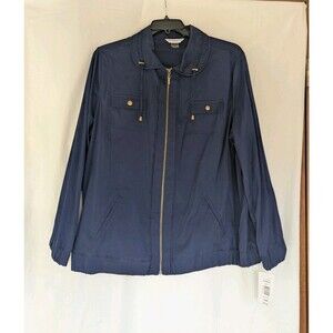Allison Daley Jacket Women’s Sz 22W  Utility Style Drawstring Navy Full Zip NWT